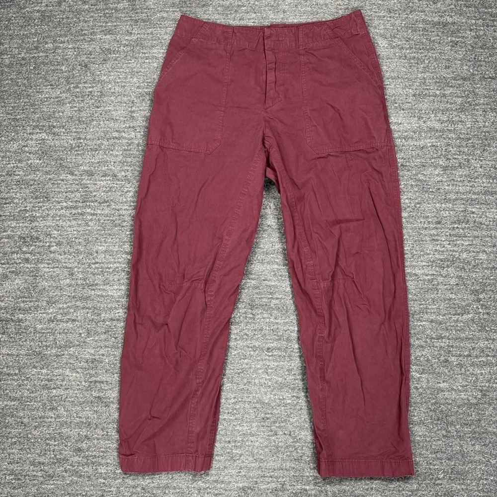 Rag & Bone Leyton Workwear Cotton Pants Women 6 Merlot Cropped Workwear Utility